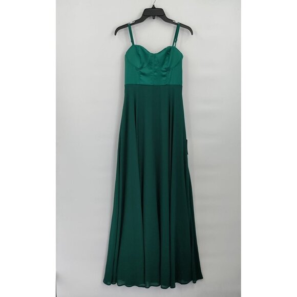 Lulus Best Part Of Me Dress Satin Bustier Chiffon Sweetheart Maxi Gown Small - Picture 3 of 15